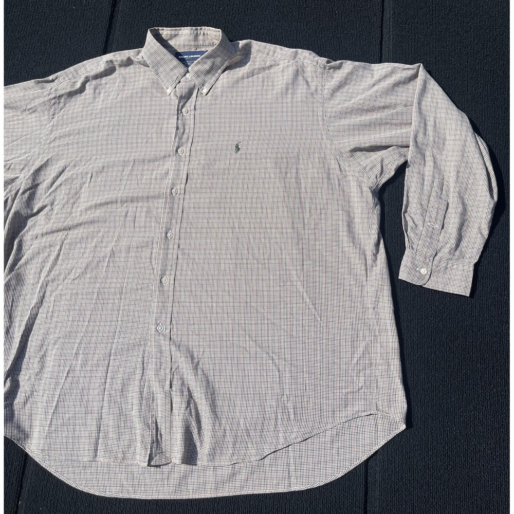 Ralph Lauren Golf Shirt Mens 2XL Plaid Tilden Button Down Long Sleeve - Picture 3 of 11